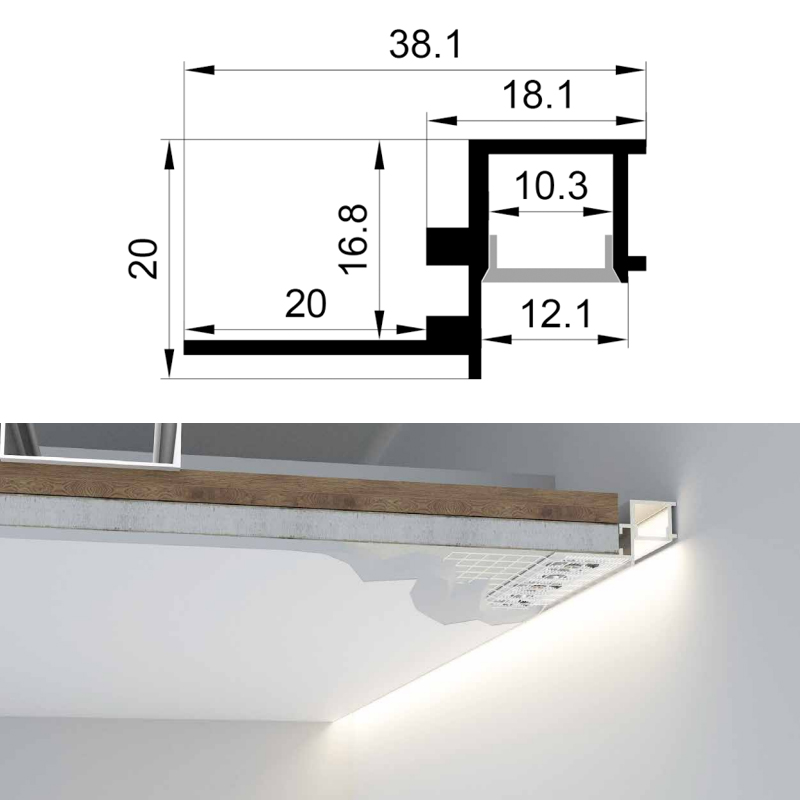 Anti Glare Plaster In Wall Washer LED Profile For 10mm Strip Light Anti Glare Plaster In Wall Washer LED Profile For 10mm Strip Light